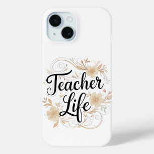 Coque Pour iPhone 15 Conception de typographie florale pour la vie d'en