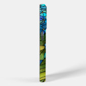 Coques Case-Mate iPhone Conception de vitrail à l'hortensia bleu (Verso / Droite)