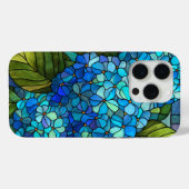Coques Case-Mate iPhone Conception de vitrail à l'hortensia bleu (Verso (horizontal))