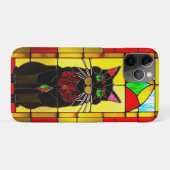 Coques Case-Mate iPhone Conception de vitrail avec chat (Dos (Horizontal))