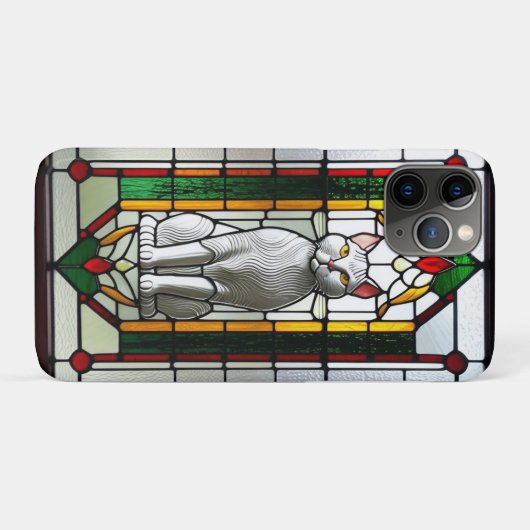 Coques Case-Mate iPhone Conception de vitrail avec chat (Dos (Horizontal))