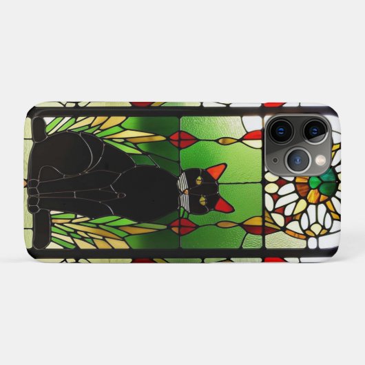 Coques Case-Mate iPhone Conception de vitrail avec chat (Dos (Horizontal))
