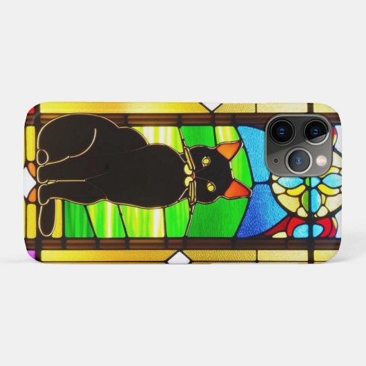 Coques Case-Mate iPhone Conception de vitrail avec chat (Dos (Horizontal))