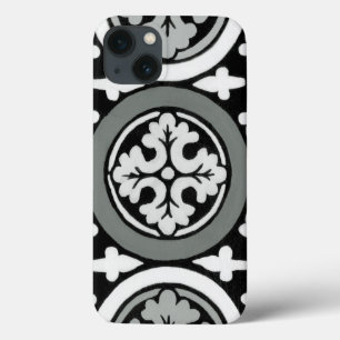 iPhone 13 Coque Conception décorative de tuile de rosette de la