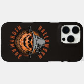 Coques Case-Mate iPhone Conception d'épouvantail de citrouille d'Halloween (Verso (horizontal))