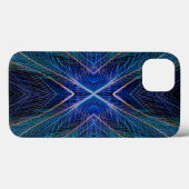 Coques Case-Mate iPhone Conception des plumes fractées bleues (Verso (horizontal))