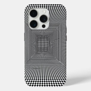 Coque iPhone 15 Pro Conception d'illusion optique noir et blanc