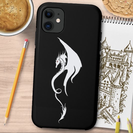 Coques Case-Mate iPhone Conception d'illustration de dragon tribal noir et