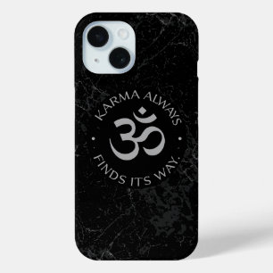 Coque Pour iPhone 15 Conception d'Om de Karma spirituel - Collection Mi