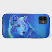 Coques Case-Mate iPhone Conception faite sur commande bleue de loup de (Dos (Horizontal))
