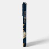 Coques Case-Mate iPhone Conception Fleurie Anémone Bleue et Or (Verso / Gauche)