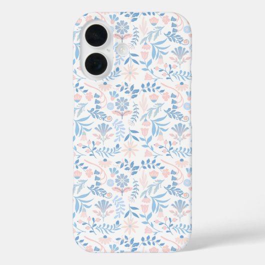 Coques Case-Mate iPhone Conception florale boho impression bloc bleu rose  (Verso)