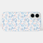 Coques Case-Mate iPhone Conception florale boho impression bloc bleu rose  (Verso (horizontal))