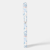 Coques Case-Mate iPhone Conception florale boho impression bloc bleu rose  (Verso / Gauche)