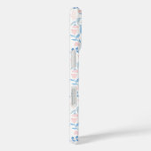 Coques Case-Mate iPhone Conception florale boho impression bloc bleu rose  (Verso / Droite)