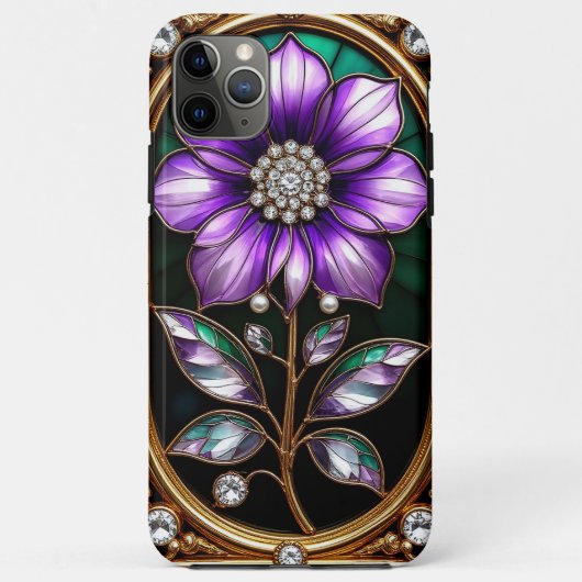 Coques Case-Mate iPhone Conception florale dans un cadre doré (Dos)