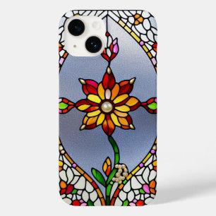 Coque Pour iPhone 14 Conception florale de vitrail coloré