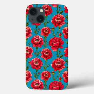 Case-Mate iPhone Case Conception florale d'œillets rouges inspirée de la