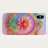 Coques Case-Mate iPhone Conception florale élégante dans un cadre doré (Dos (Horizontal))