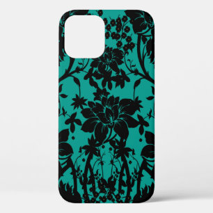 Etui iPhone Case-Mate Conception florale noire vintage sur le vert de