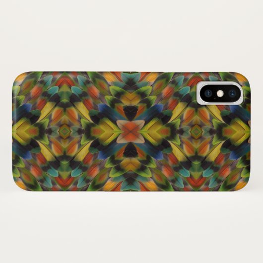 Coques Case-Mate iPhone Conception fractale des plumes de l'inséparable (Dos (Horizontal))