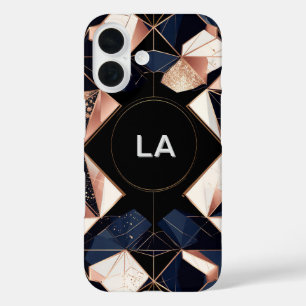 Coques iPhone 16 Conception Géométrique Abstraite avec Paillettes D