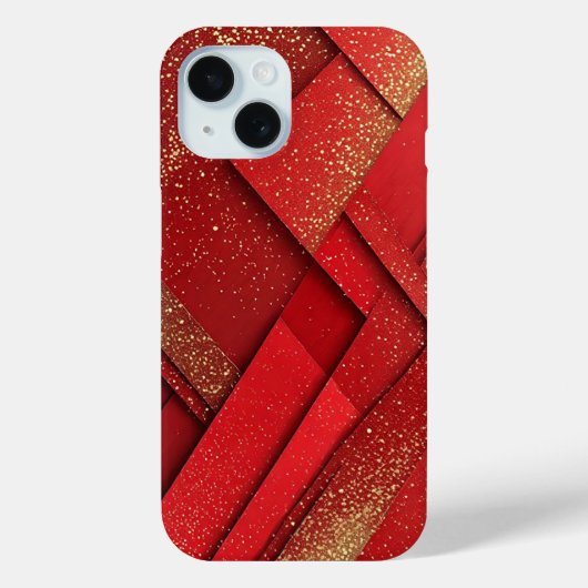 Coques Case-Mate iPhone Conception Géométrique Abstraite Rouge et Or (Verso)