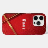 Coques Case-Mate iPhone Conception Géométrique Abstraite Rouge et Or (Verso (horizontal))