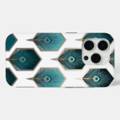 Coques Case-Mate iPhone Conception géométrique de la plume de paon Abstrai (Verso (horizontal))