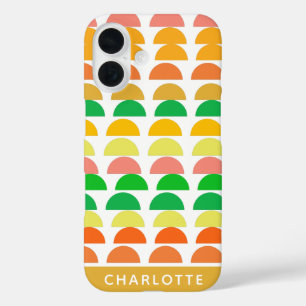 Coques iPhone 16 Conception géométrique des agrumes brillants moder