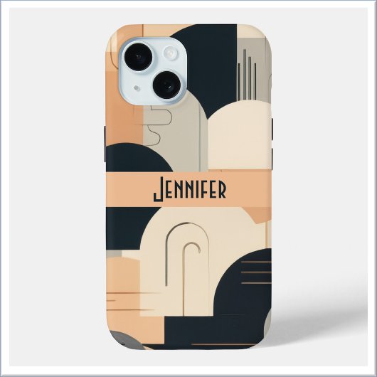 Coques Case-Mate iPhone Conception inspirée d'Art déco en pêche et noir