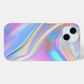 Coques Case-Mate iPhone Conception iridescente, monogramme de texte blanc (Verso (horizontal))