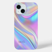 Coques Case-Mate iPhone Conception iridescente, monogramme de texte violet (Verso)