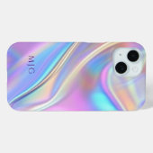 Coques Case-Mate iPhone Conception iridescente, monogramme de texte violet (Verso (horizontal))