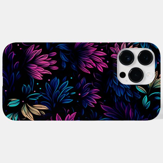 COQUES Case-Mate iPhone CONCEPTION LUMINEUSE DE FLEURS MINUIT (Verso (horizontal))