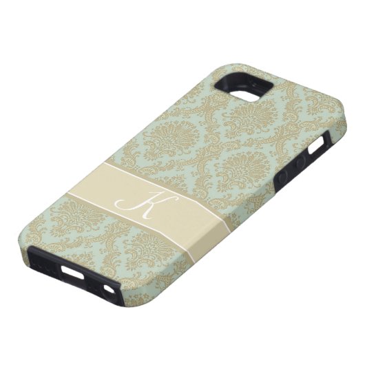 Coques Case-Mate iPhone Conception magnifique de monogramme de damassé (Bas)