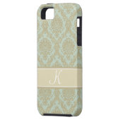 Coques Case-Mate iPhone Conception magnifique de monogramme de damassé (Dos gauche)