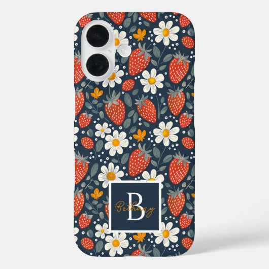 Coques Case-Mate iPhone Conception mignonne de fraise avec nom personnalis (Verso)