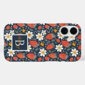 Coques Case-Mate iPhone Conception mignonne de fraise avec nom personnalis (Verso (horizontal))