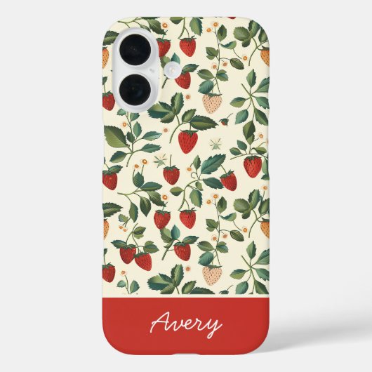 Coques Case-Mate iPhone Conception mignonne de fraise avec nom personnalis (Verso)