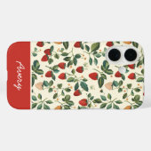 Coques Case-Mate iPhone Conception mignonne de fraise avec nom personnalis (Verso (horizontal))