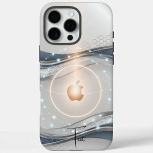 Coques iPhone 16 Pro Max Conception minimaliste d'onde bleu ardoise, person