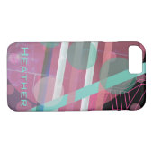 Coques Case-Mate iPhone Conception personnalisée/rose et turquoise/abstrai (Dos (Horizontal))