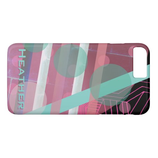 Coques Case-Mate iPhone Conception personnalisée/rose et turquoise/abstrai (Dos (Horizontal))