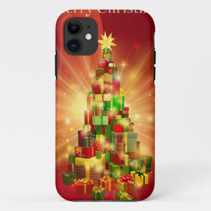Coque Case-Mate Pour iPhone Conception rouge d'arbre de cadeau de Joyeux Noël