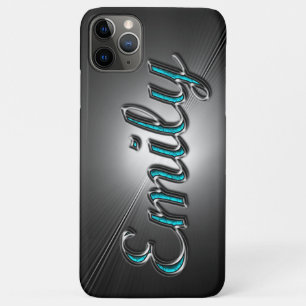 Etui iPhone Case-Mate Conception turquoise et argent nom "Emily"