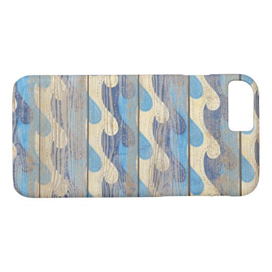 Coques Case-Mate iPhone conception vague sur bois rustique (Dos (Horizontal))