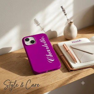 Coque Pour iPhone 14 Concevez Votre Propre Nom sur Ce Violet