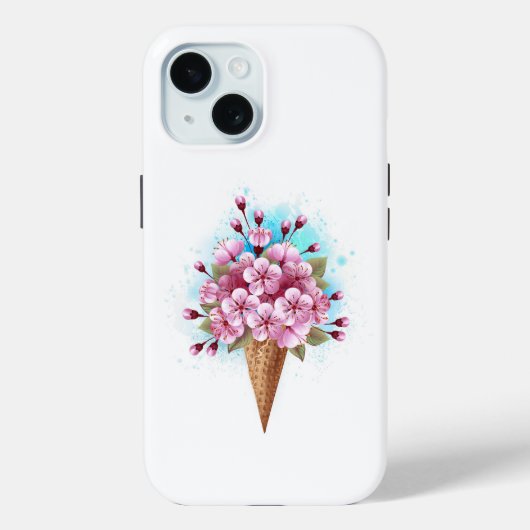 Coques Case-Mate iPhone Cône rose Sakura crème glacée gaufre (Verso)
