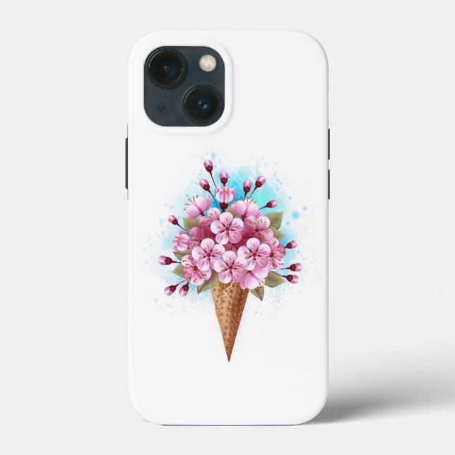 Coques Case-Mate iPhone Cône rose Sakura crème glacée gaufre (Verso)